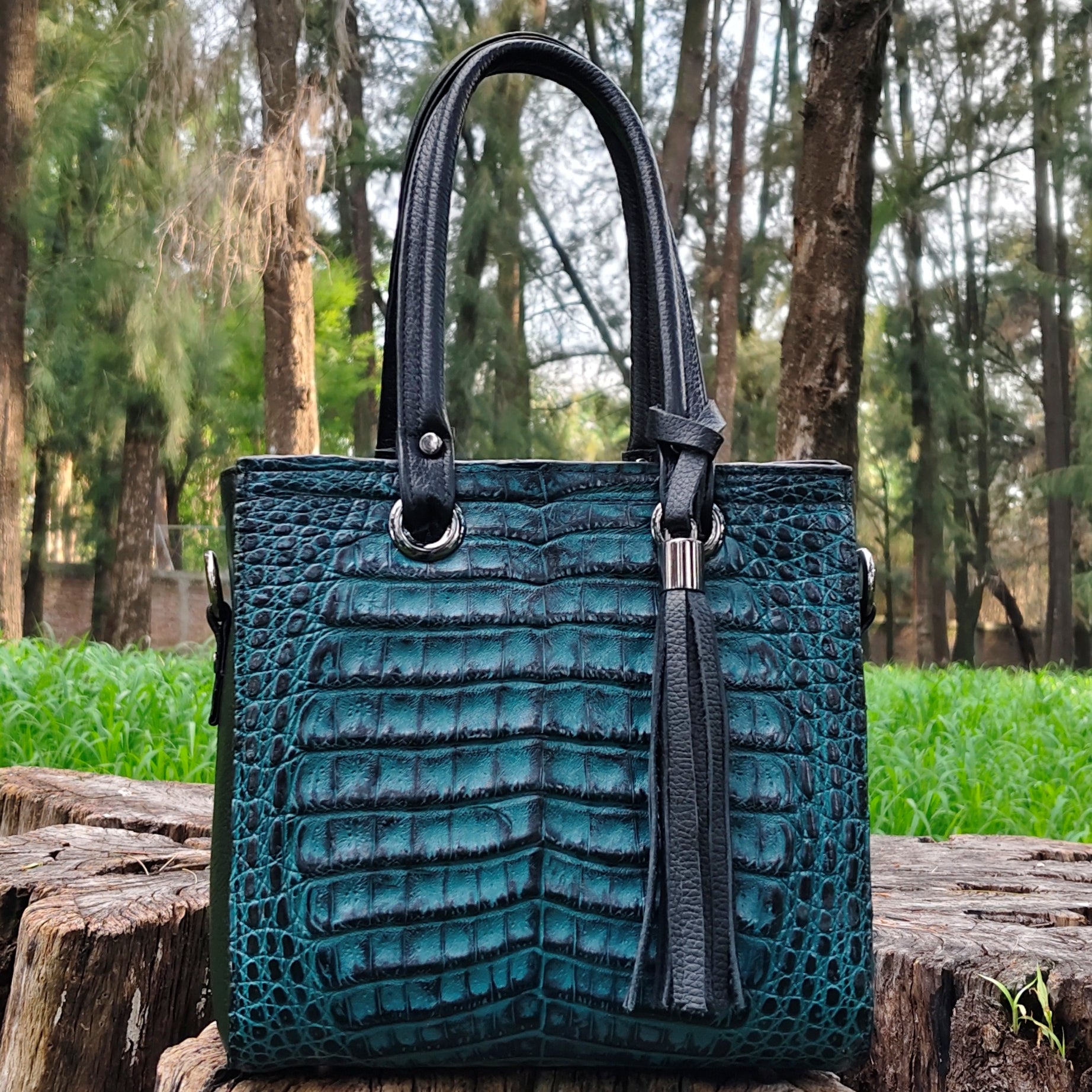 Bolso De Cocodrilo Modelo Heidi