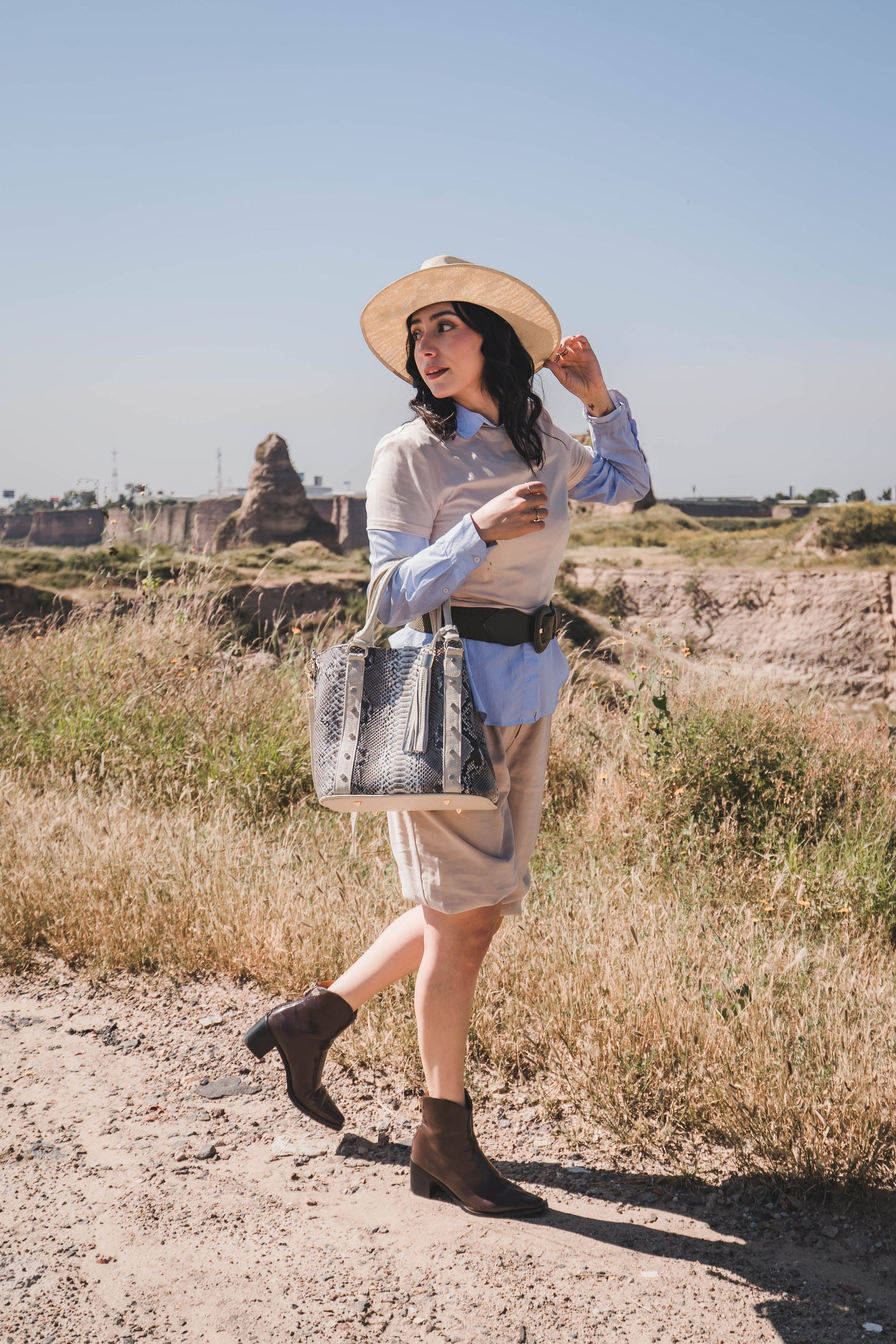 Bolso De Pitón Modelo Sofia