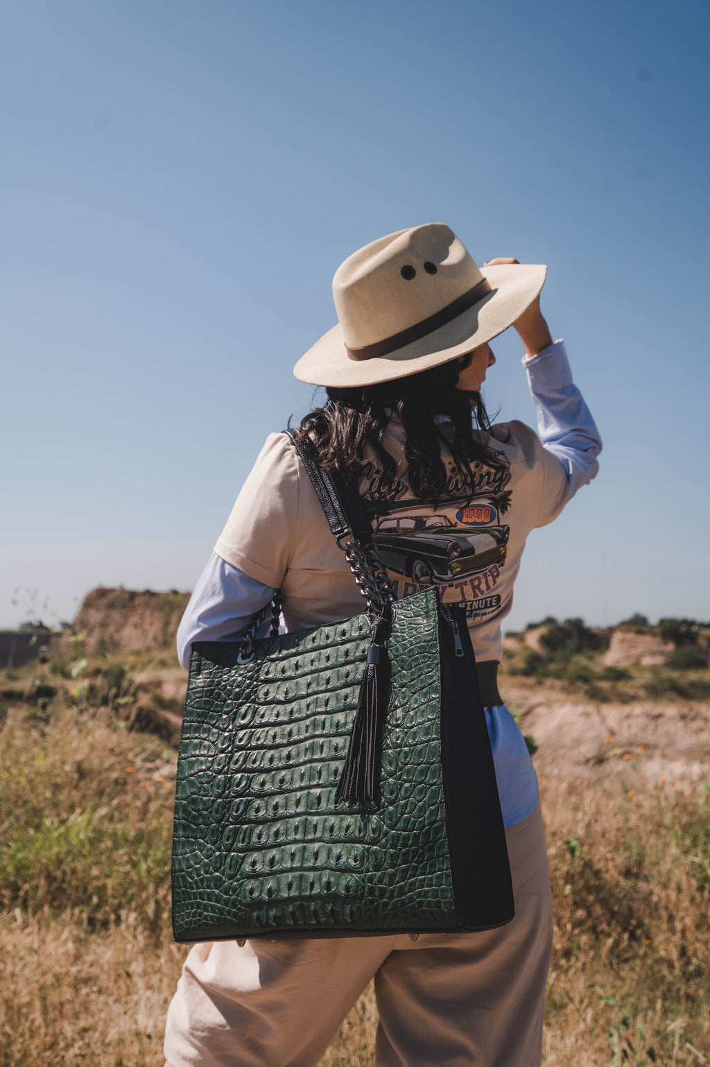 Bolso De Cocodrilo Modelo Martina