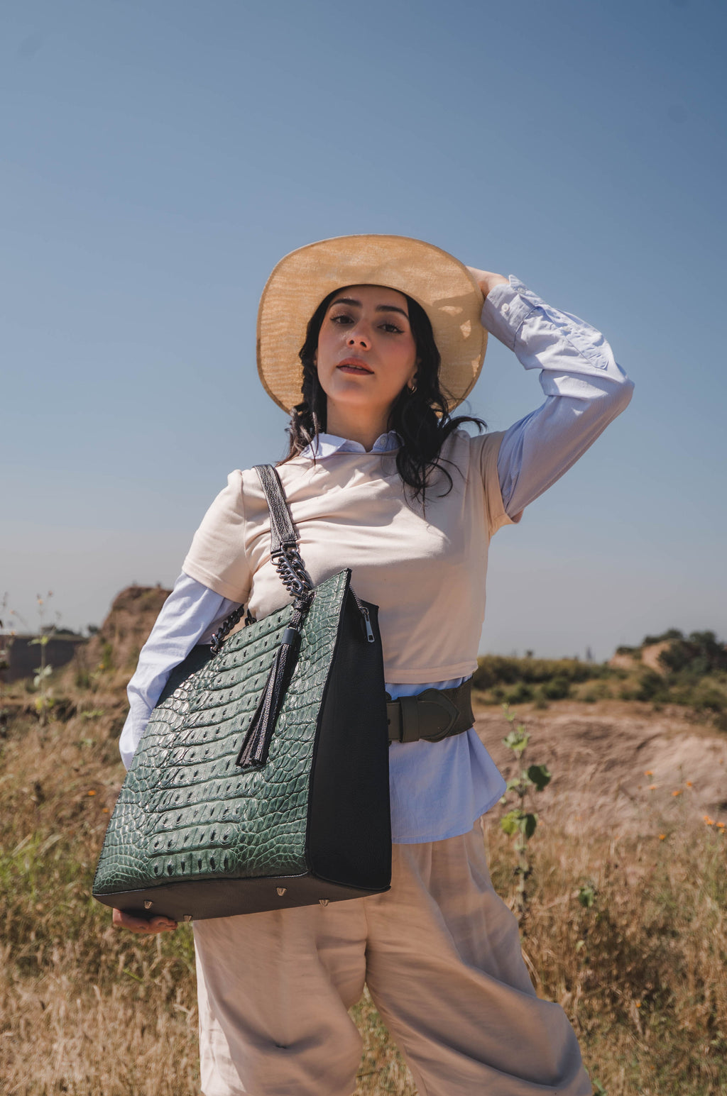 Bolso De Cocodrilo Modelo Martina