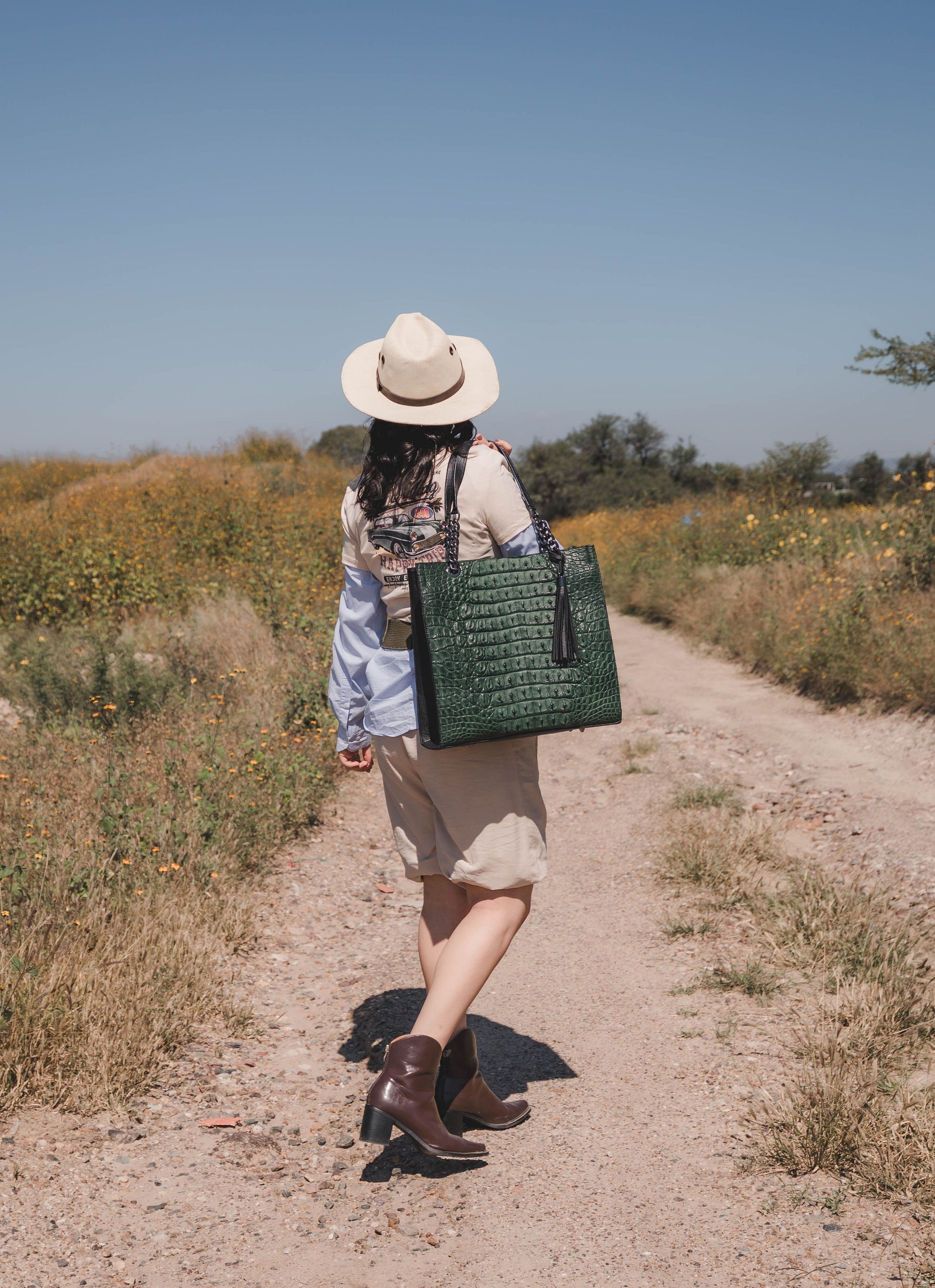 Bolso De Cocodrilo Modelo Martina