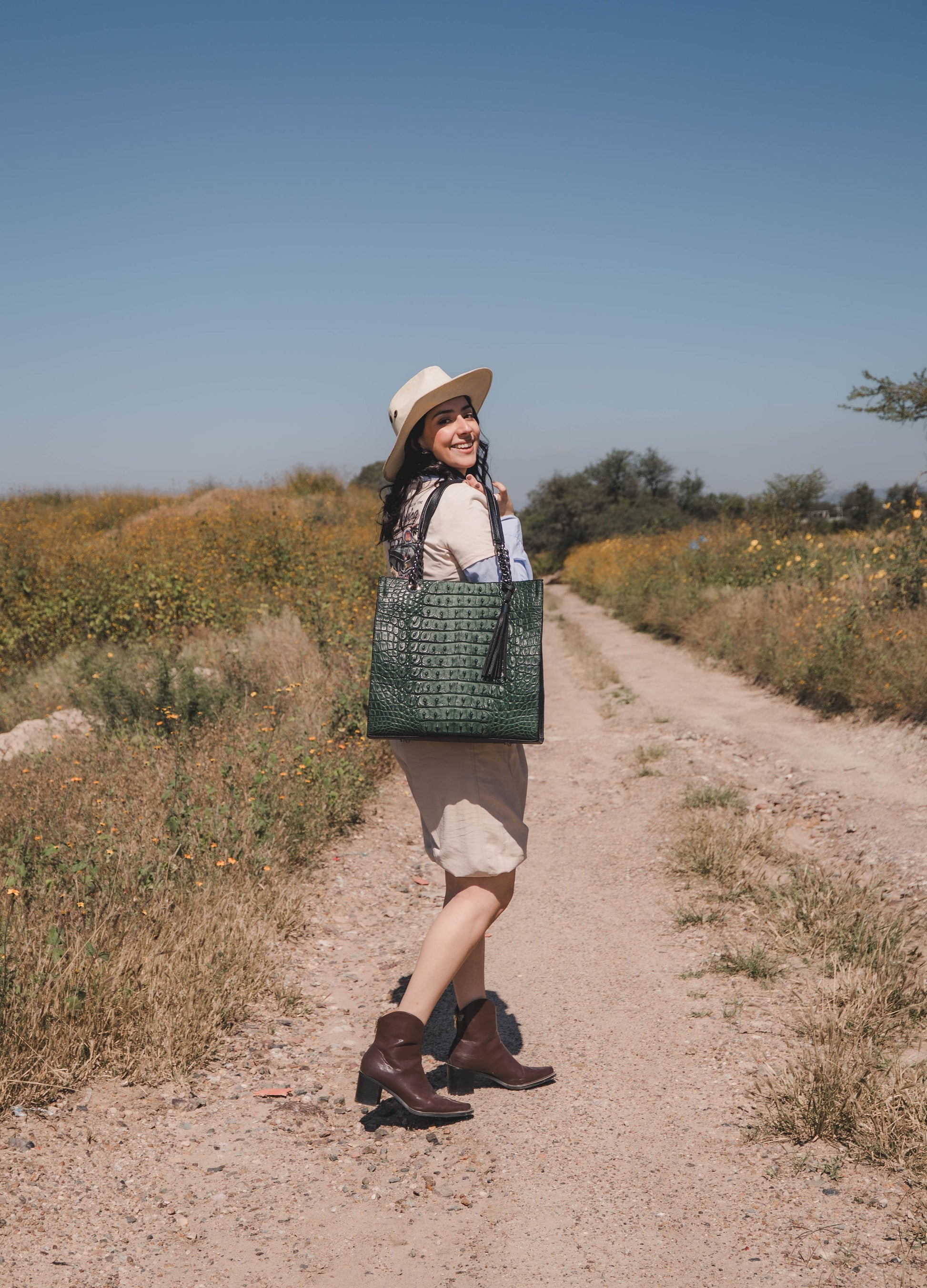 Bolso De Cocodrilo Modelo Martina