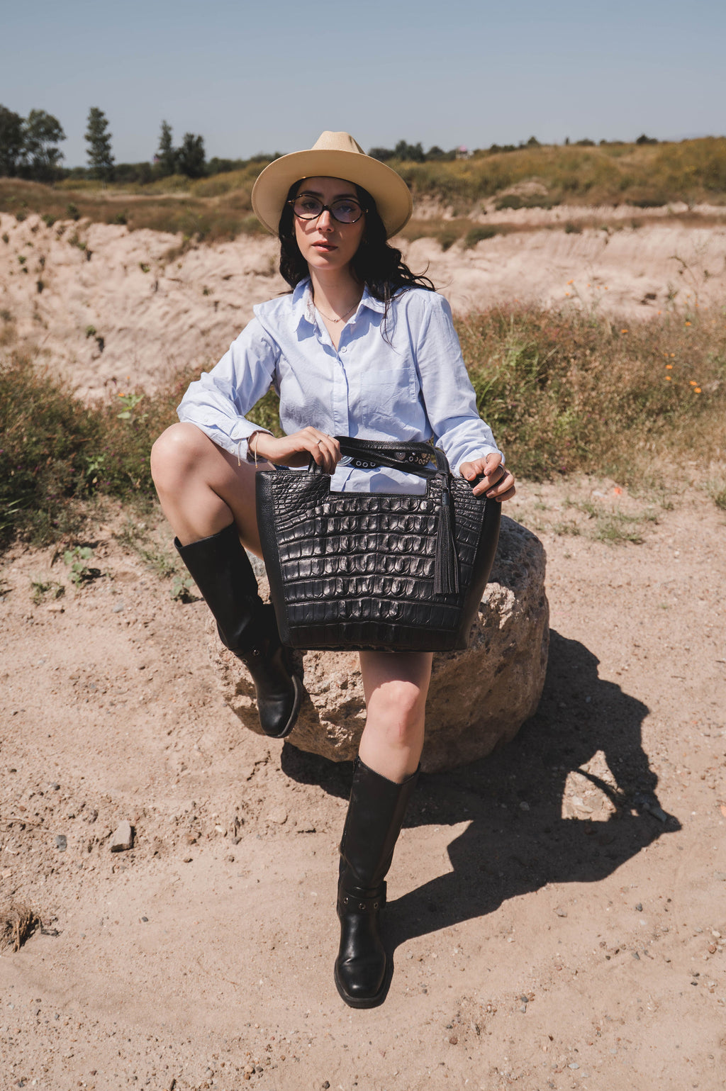 Bolso De Cocodrilo Modelo Ofelia