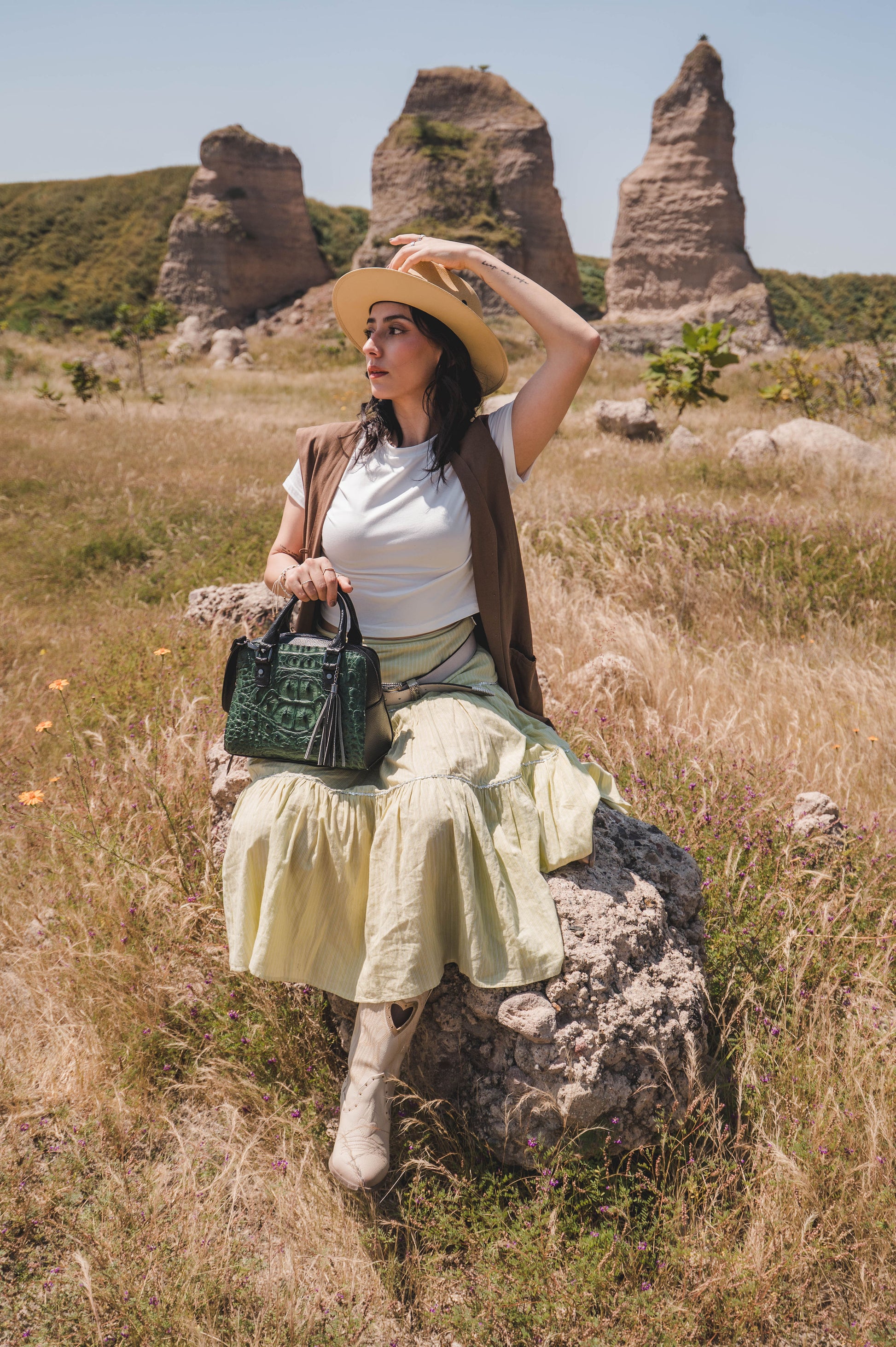 Bolso De Cococdrilo Modelo Carolina