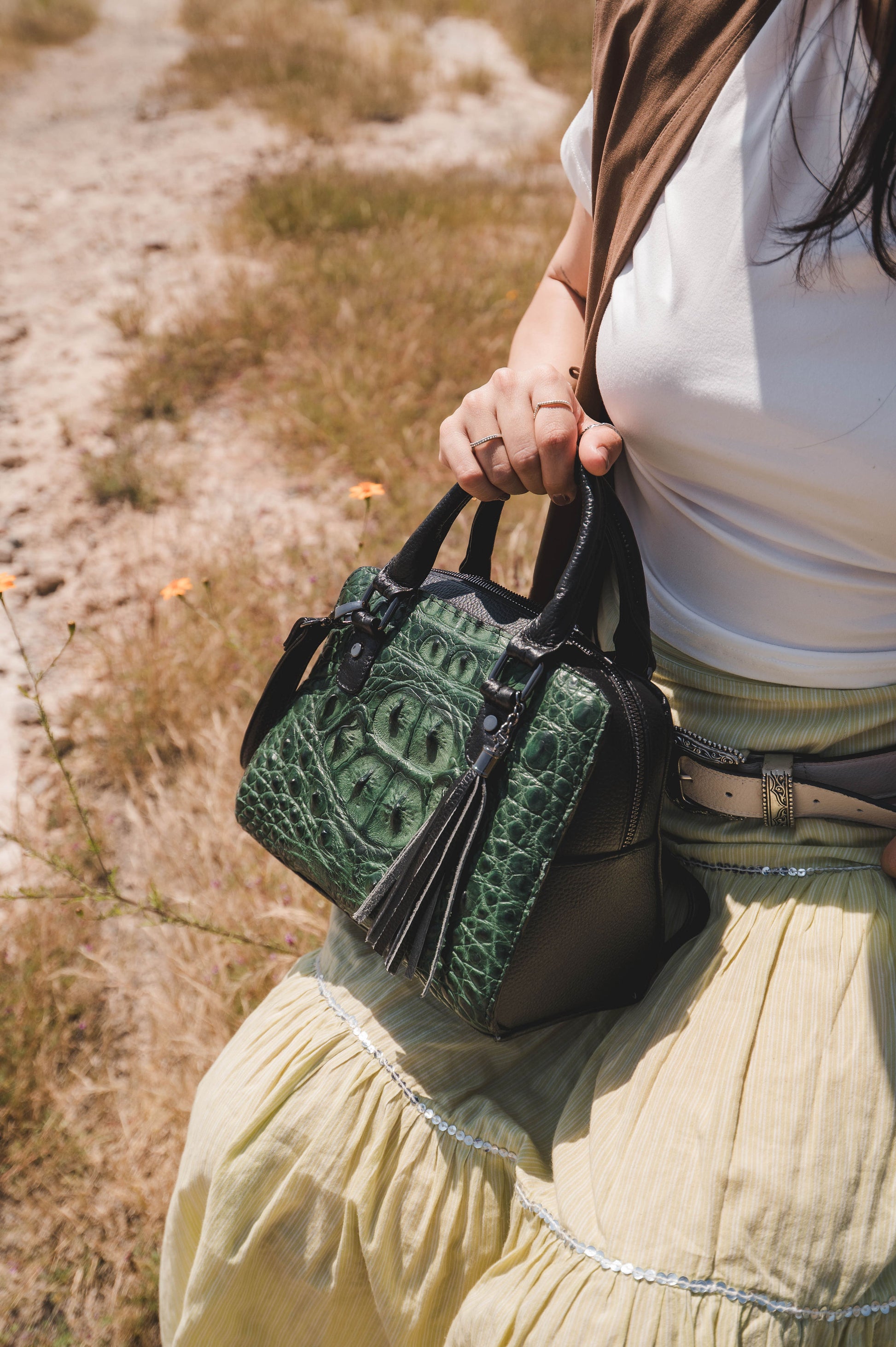 Bolso De Cococdrilo Modelo Carolina