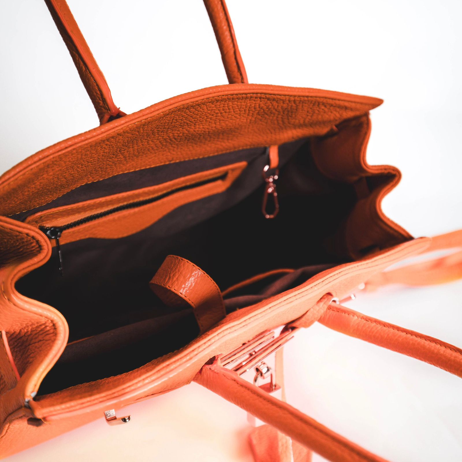 Bolso De Piel Modelo Victoria Naranja