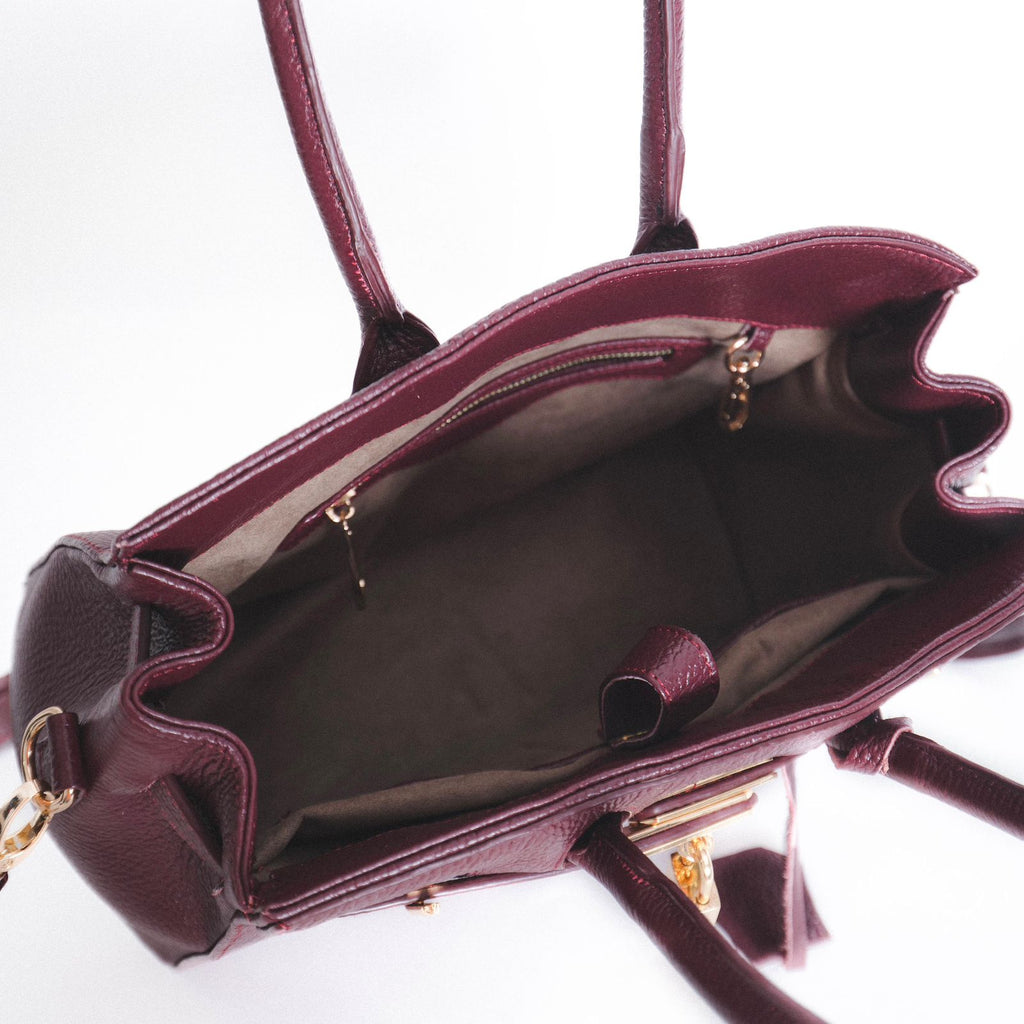 Bolso De Piel Modelo Victoria Vino