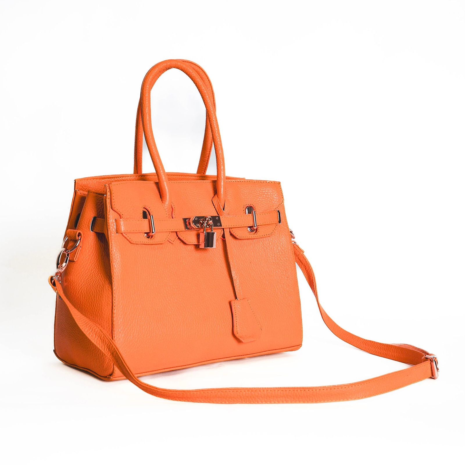 Bolso De Piel Modelo Victoria Naranja