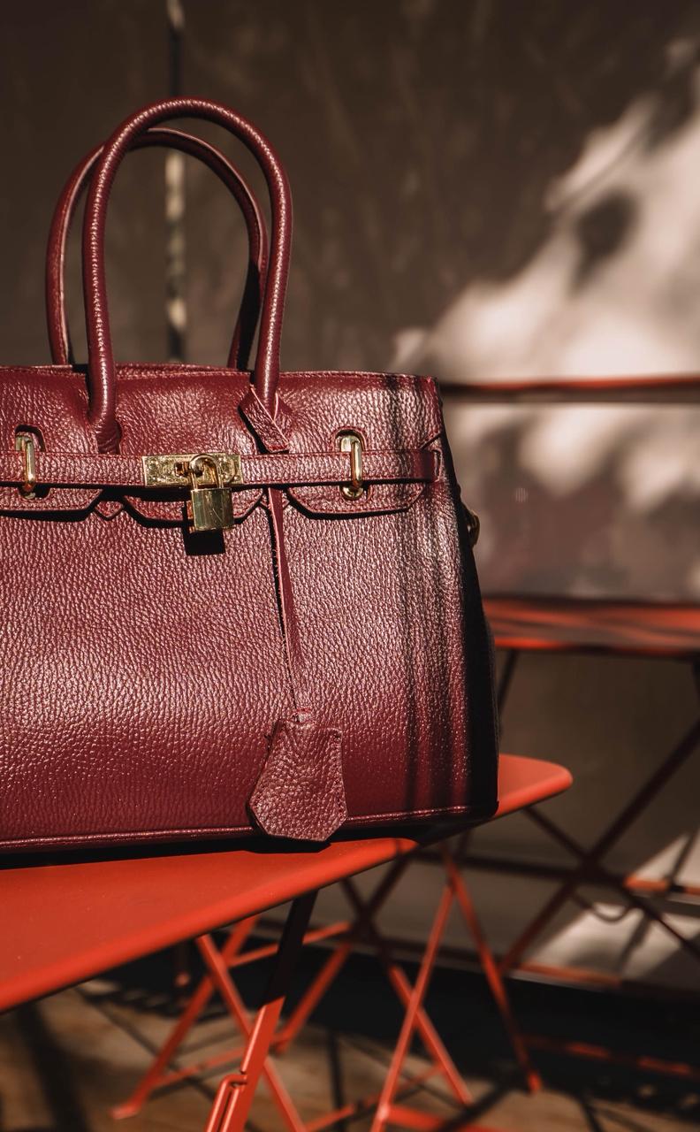 Bolso De Piel Modelo Victoria Vino