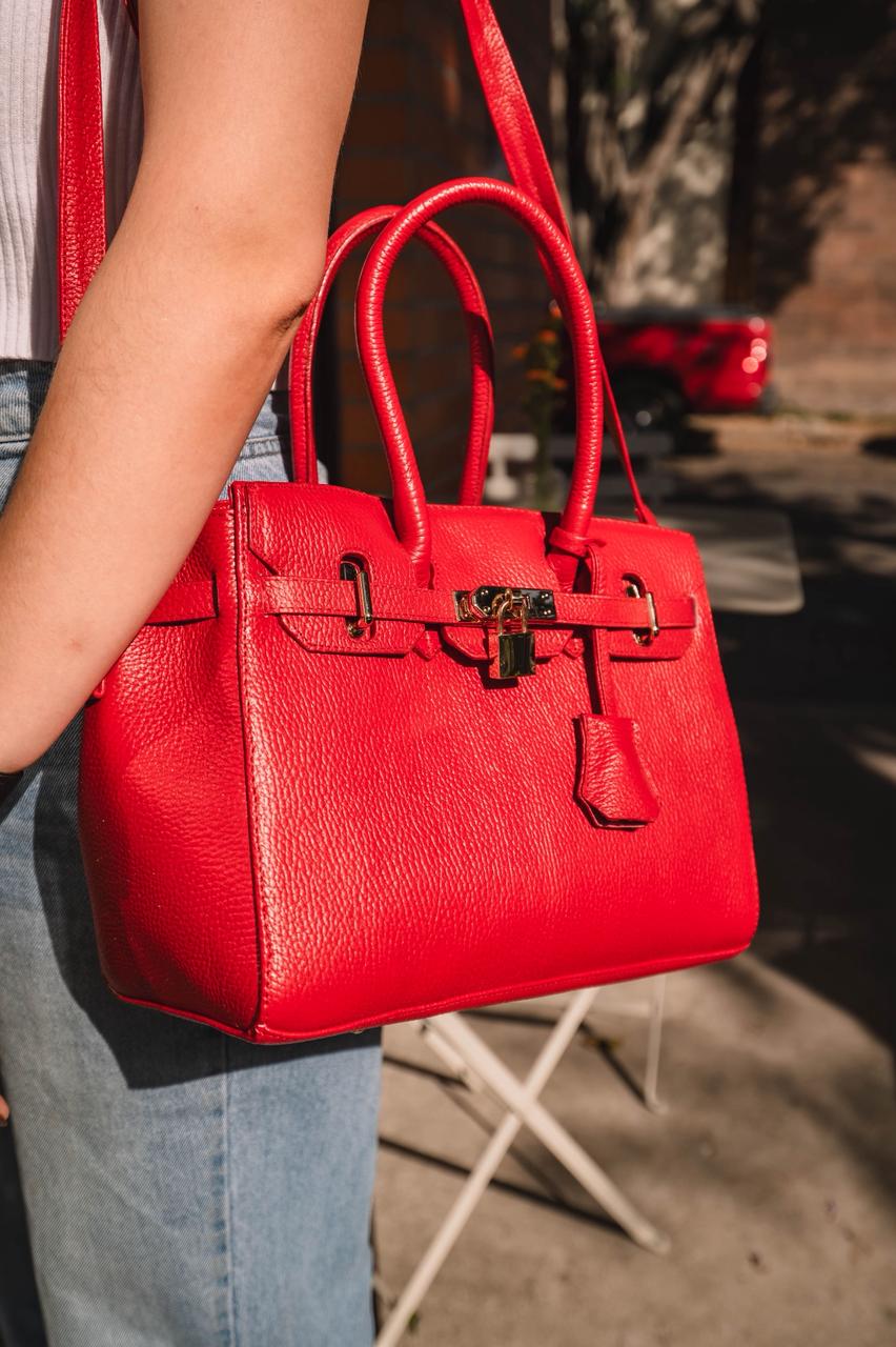 Bolso De Piel Modelo Victoria Roja