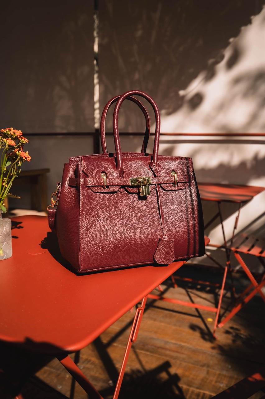 Bolso De Piel Modelo Victoria Vino