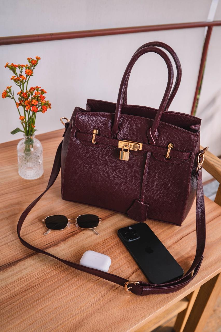 Bolso De Piel Modelo Victoria Vino