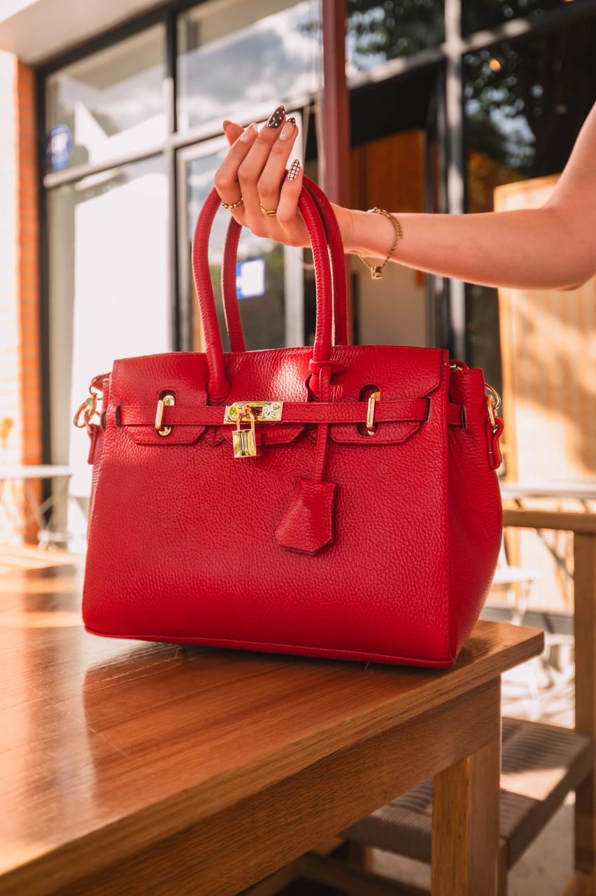 Bolso De Piel Modelo Victoria Roja