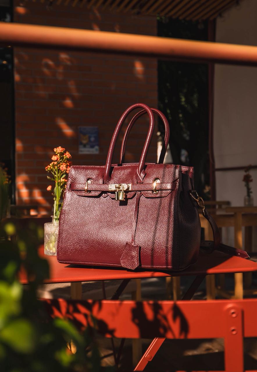 Bolso De Piel Modelo Victoria Vino