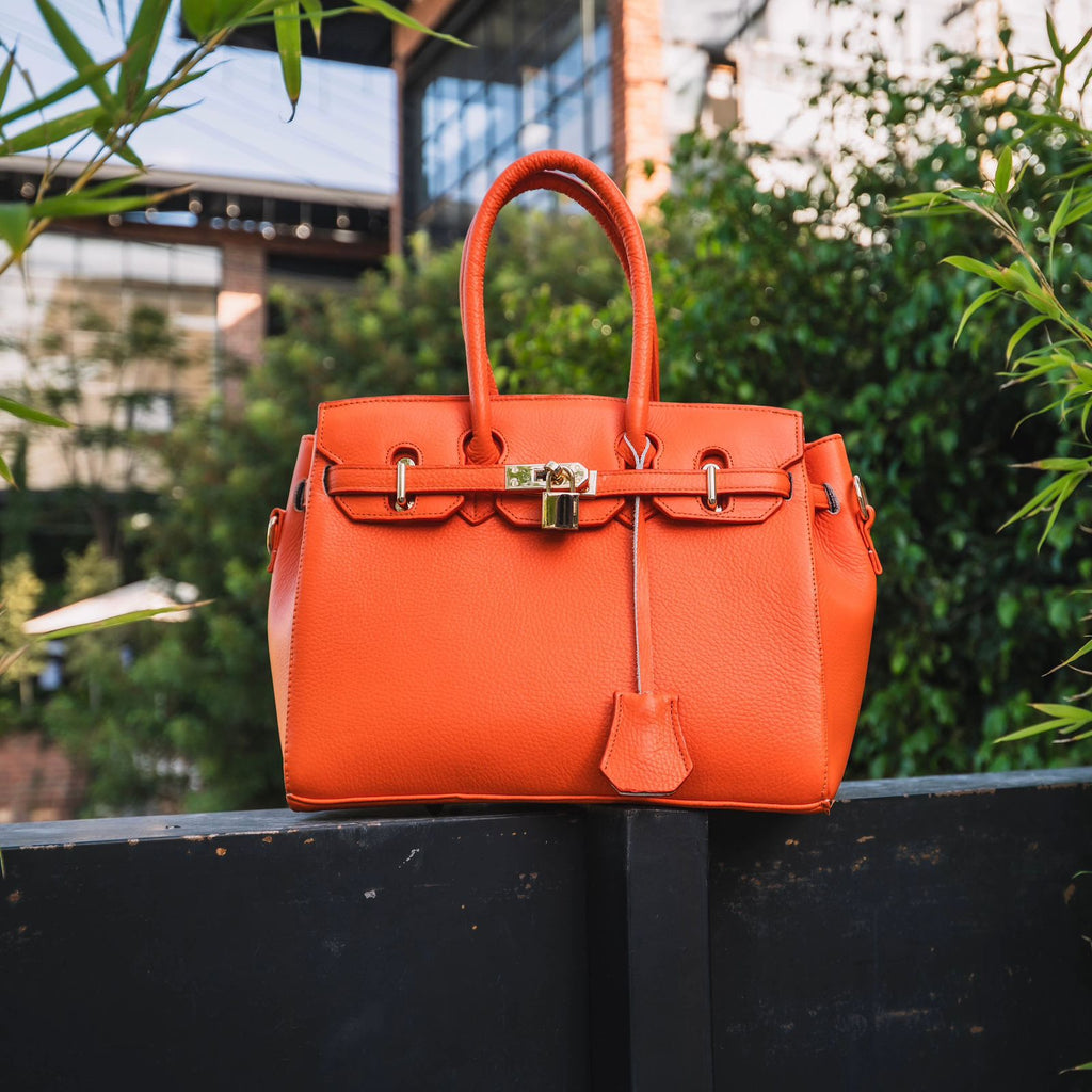 Bolso De Piel Modelo Victoria Naranja