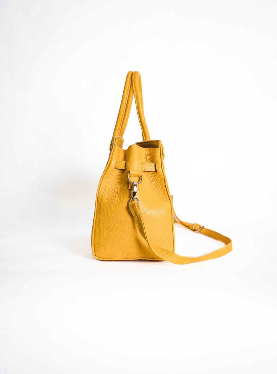 Bolso De Piel Modelo Victoria Amarilla