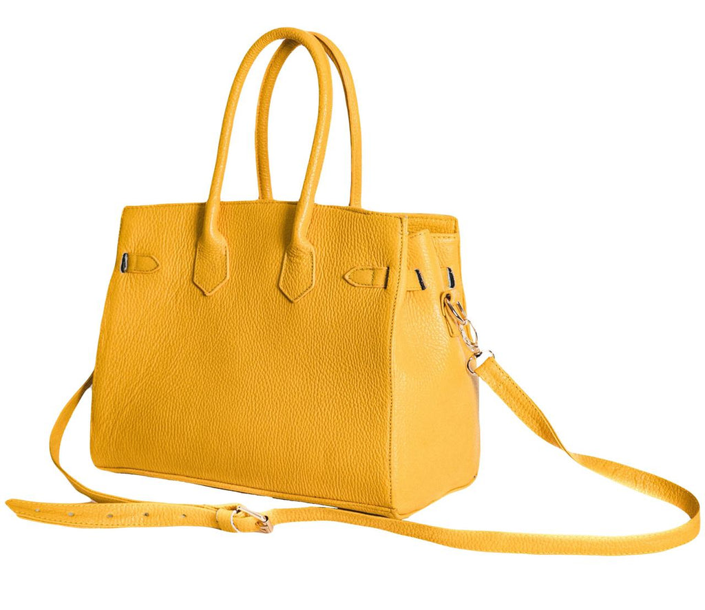 Bolso De Piel Modelo Victoria Amarilla