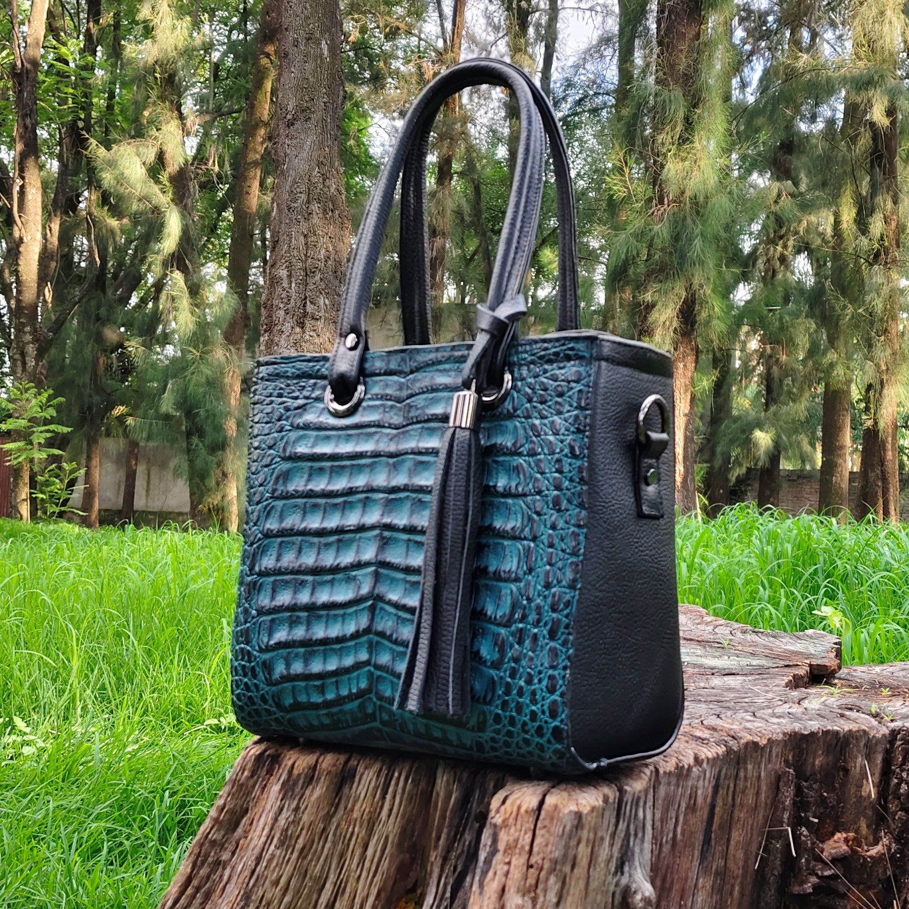 Bolso De Cocodrilo Modelo Heidi