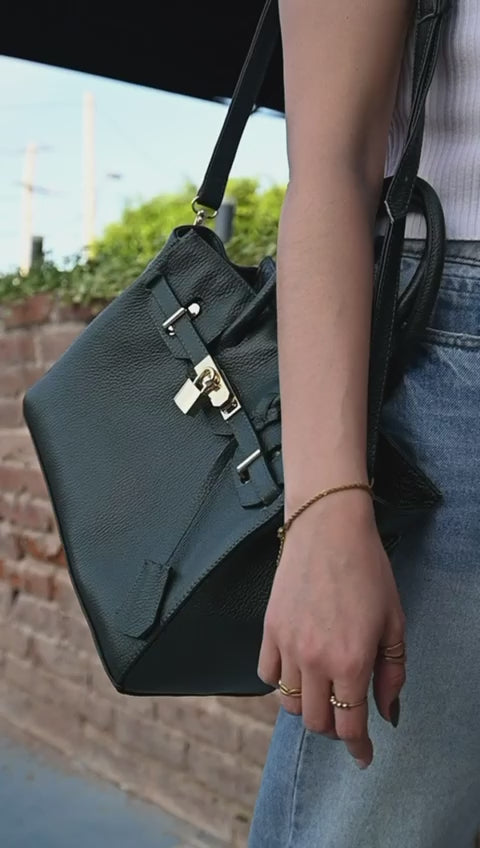 Bolso De Piel Modelo Victoria Verde