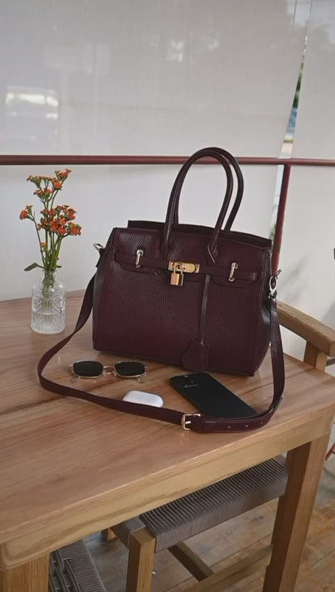 Bolso De Piel Modelo Victoria Vino