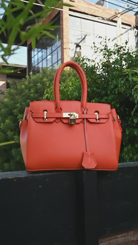 Bolso De Piel Modelo Victoria Naranja