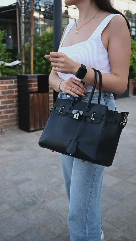Bolso De Piel Modelo Victoria Negra